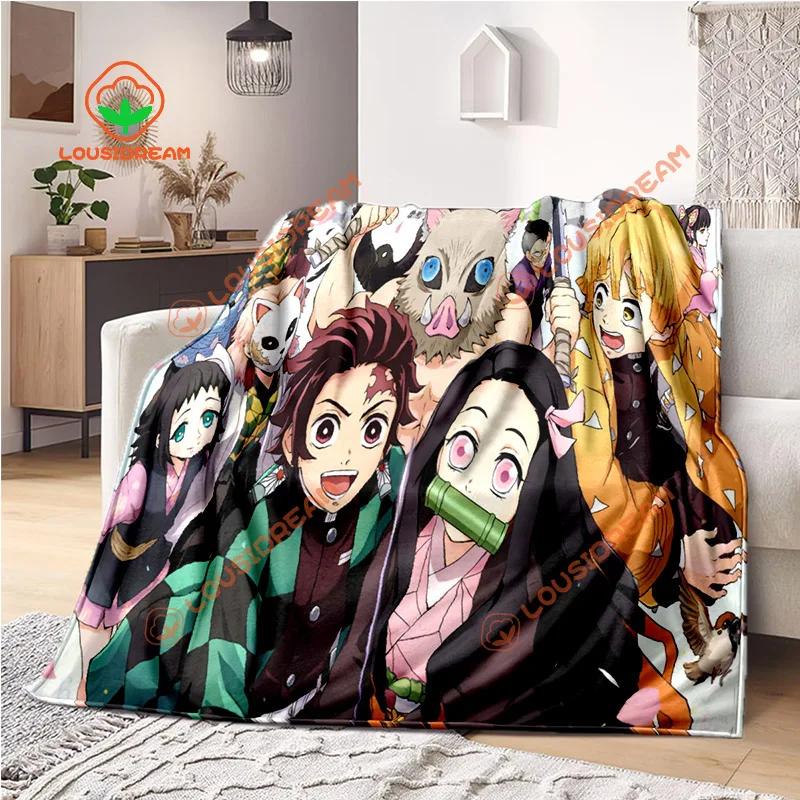 Японское аниме Demon Slayer Cartoon Plush Blanket Lightweight Home Sheet Sofa Cover Portable Travel warm blanket for all Seasons