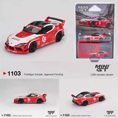 MINIGT В наличии 1103 1:64 LBWK LB WORKS Toyota GR Supra Красный Белый Коллекция Игрушки Металлическая Модель Автомобиля