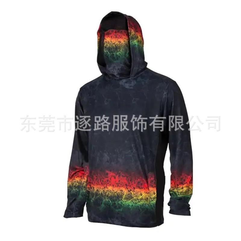 Mens Quick-Dry Fishing Shirt With UV Protection Hooded Face Cover UPF 50 Bamboo Fiber Long Sleeve Outdoor Apparel
