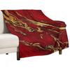 Faux Fire Red And Gold Marble Throw Blanket Luxury For Sofa Thin Loose Furrys Blankets