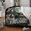 Raccoons Under The Moonlight Lightweight Customizable Blanket Customize Text Comfortable Texture Perfect For Sofa Couch Office Bed Picnics Allseason
