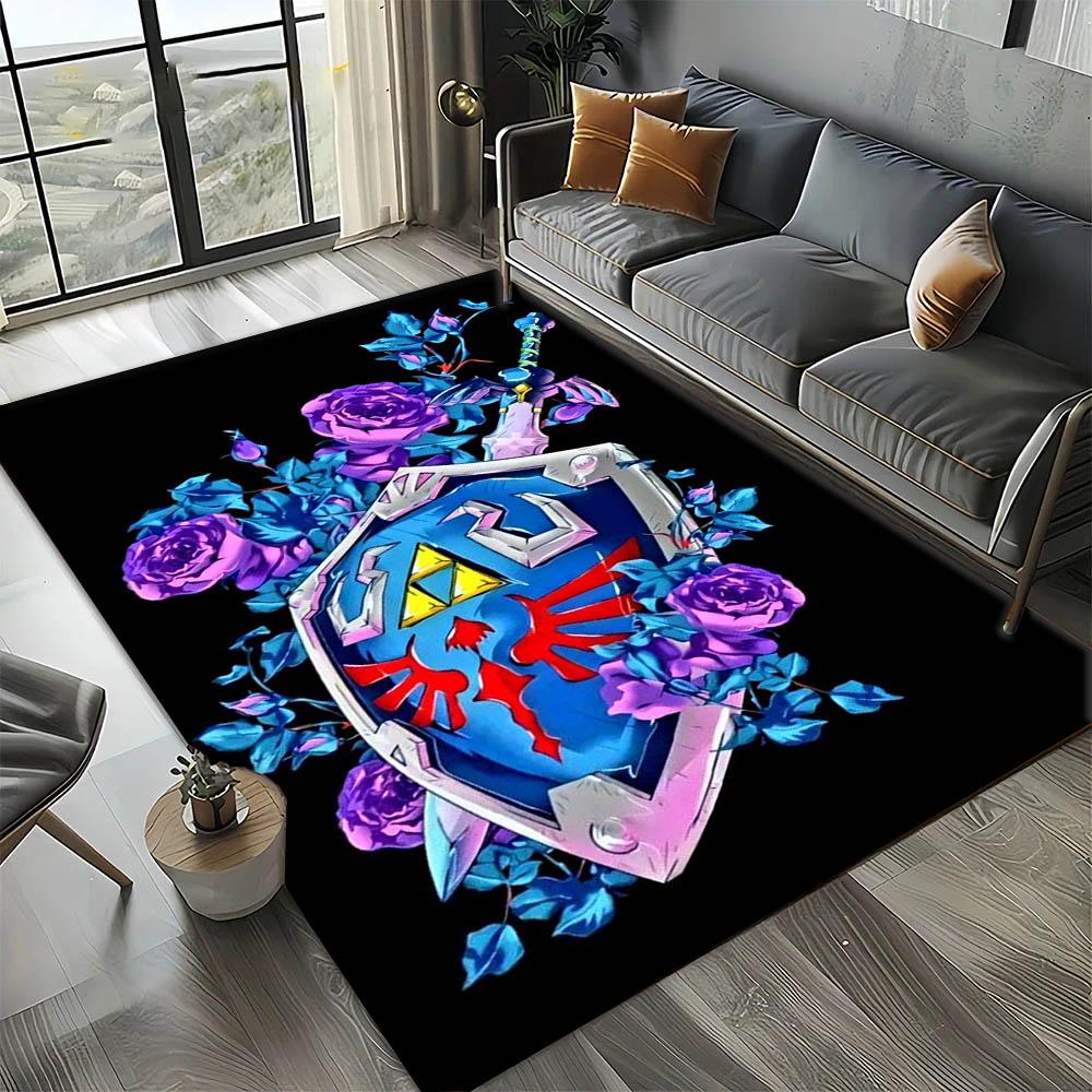 Classic Cartoon Z-Zeldas Game 3D Carpet Rug Art for Room Decor Home Kitchen Bedroom Sofa Gift Kids Area Rug Non-slip Floor Mat