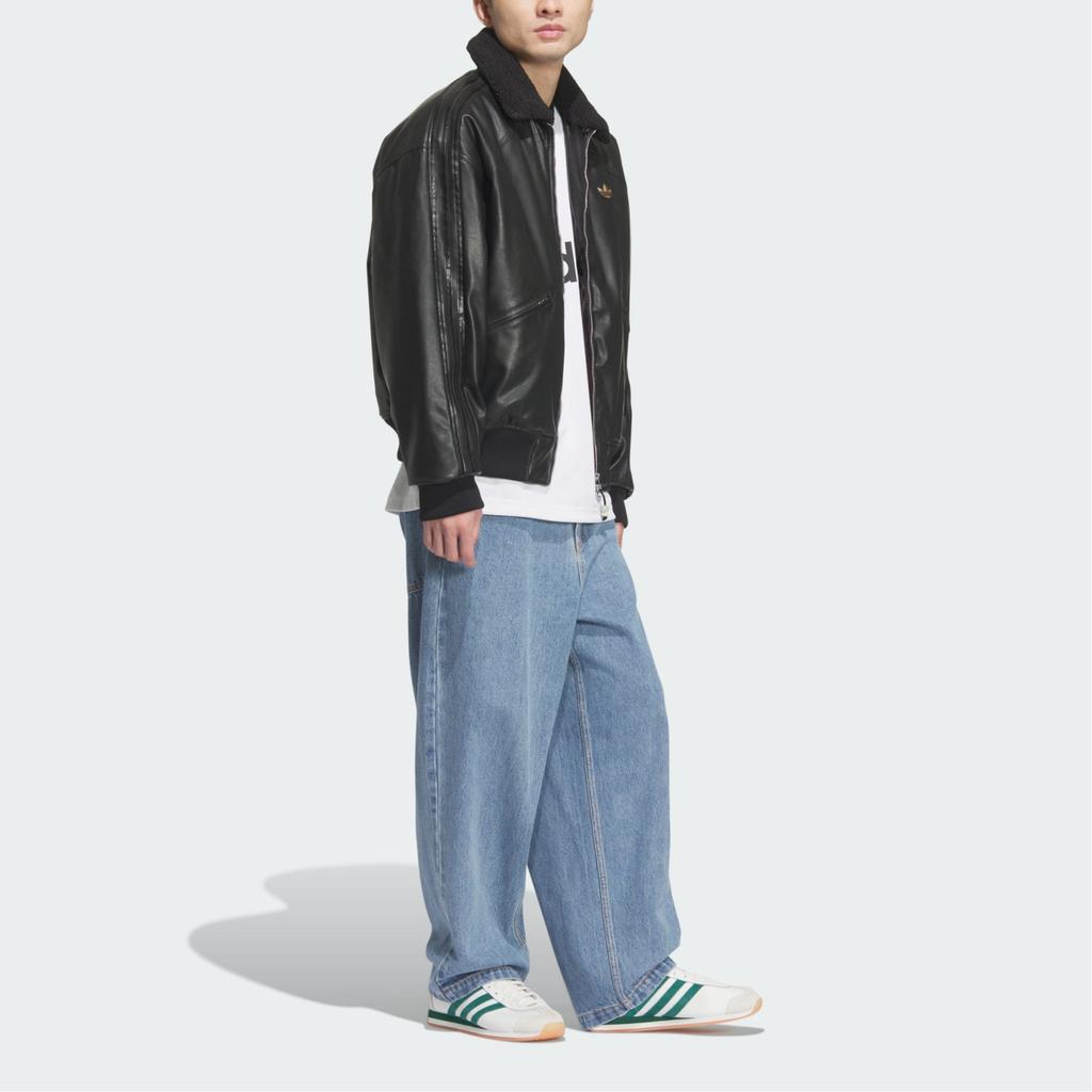 Adidas Originals Year Of The Snake Limited Lny Pleather Retro Warm Sports Jacket Men Jacket Black Light-Scarlet JL8372