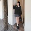 Large size women's Korean version of polo collar sweater autumn new design half zipper top 333297
