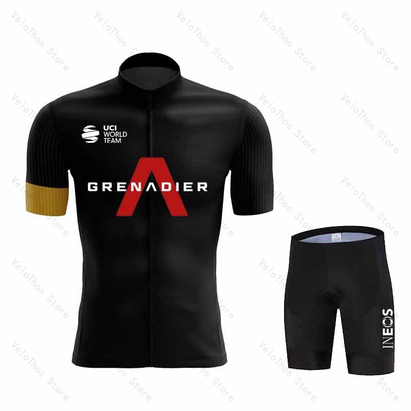 Ineos Grenadier Cycling Set Short Sleeve Jersey and Bib Shorts Pro Race Bicycle Clothing Suit Summer MTB Ropa Maillot Breathable
