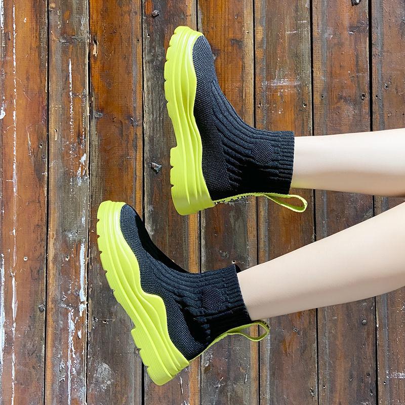 Женская обувь Slip on Женская обувь Сетчатые дышащие высокие ботильоны на платформе Зеленые ботильоны Y2k Fashion Casual 2024 Новинка 39