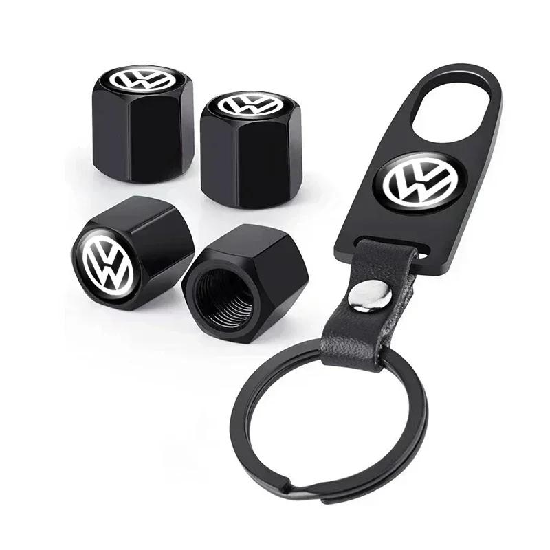 Car Wheel Tire Valve Stems Cap With Keychain Car interior Accessories For Volkswagen T-Roc A1