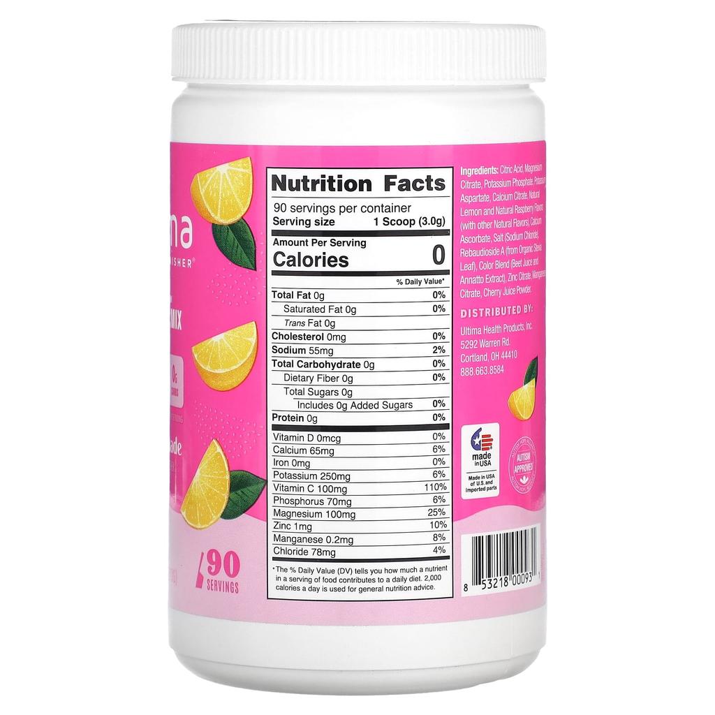 Ultima Replenisher Electrolyte Mix, Pink Lemonade, 9.5 Oz (270 G)