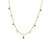 Green Water Drop Green Diamond Necklace French Retro Exquisite 18K Gold Niche Stainless Steel Pendant Neck Chain