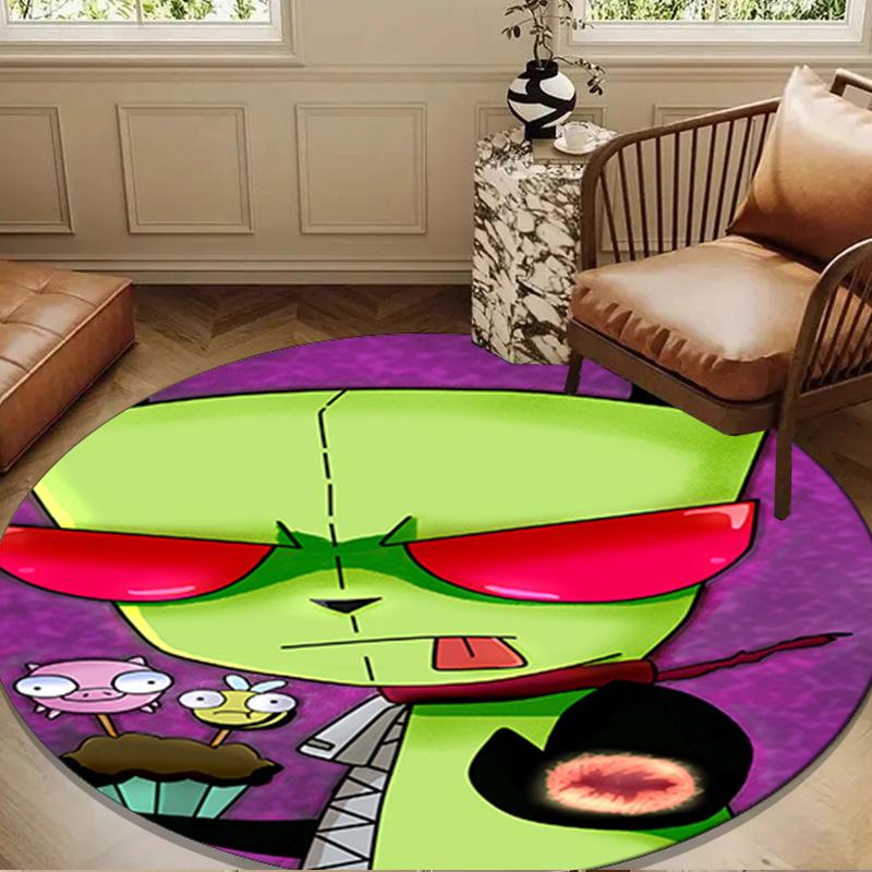 Alien Invasion Pattern Round Rug for Livingroom,Bedroom, Palyroom, Chair Rug, Area rug, Circle Carpet, Large Size Fan Christmas gift