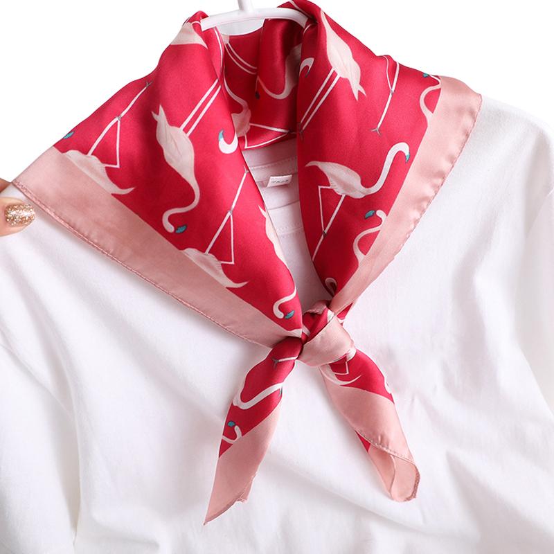 GLO-STORY Silk Scarf for Women, Fashionable Elegant Small Square Scarf, Versatile Elegant Decorative Neck Scarf WSJ814049 Red