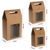 6Pcs Hot Kraft Paper Kids Gift Paper Gift Package Clear PVC Window Candy Wrapping Bag Present Case