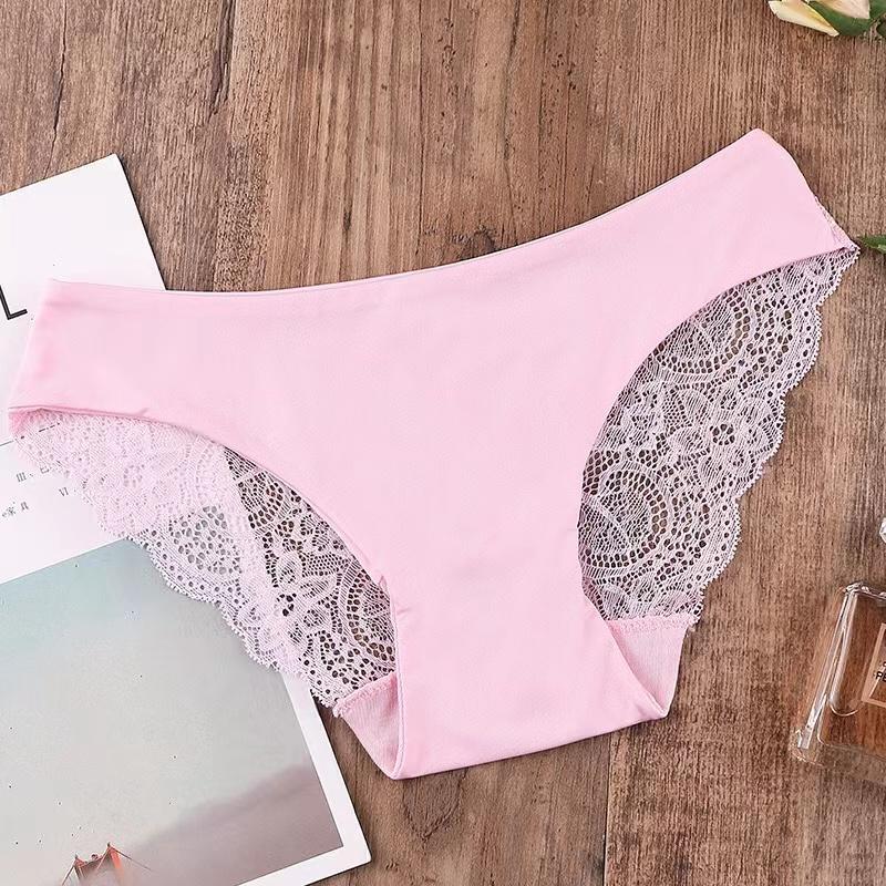 Women's Sexy Lace Panties Seamless Cotton Breathable Briefs Girls Transparent Underpants Plus Size Brand Underwear