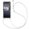 Cord Case for Xiaomi 13 Pro, Shockproof Reinforced Protection Transparent + White Cord