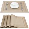6/4pcs Double Stripe Teslin Rectangle PVC Placemats Household Dining Table Decoration Mat Bowl Pad Thermal Insulation Slip Mat