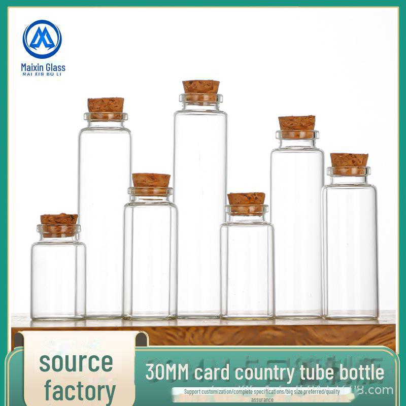 30mm Corked Glass Tube Bottle - for Candy, Capsules, Tea, or Flowers