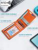 Минималистичный мужской кошелек с защитой от кражи RFID, двойным сгибом, карманом-крестом спереди, портативным держателем для карт, многофункциональным кошельком на 12 карт