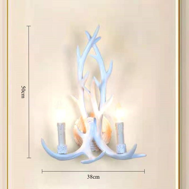 Wooden Feeling Resin Decorative LED Wall Light Lamp Sconce Deer Horn Antler Retro White Deer Wall Lamp Light LED Tree Branch