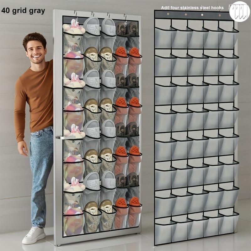 1PC 40 Pocket Over Door Hanging Organizer With Non Slip Hooks Heavy Duty Mesh For Shoes Cruise Dorm Utility Room Space Saving