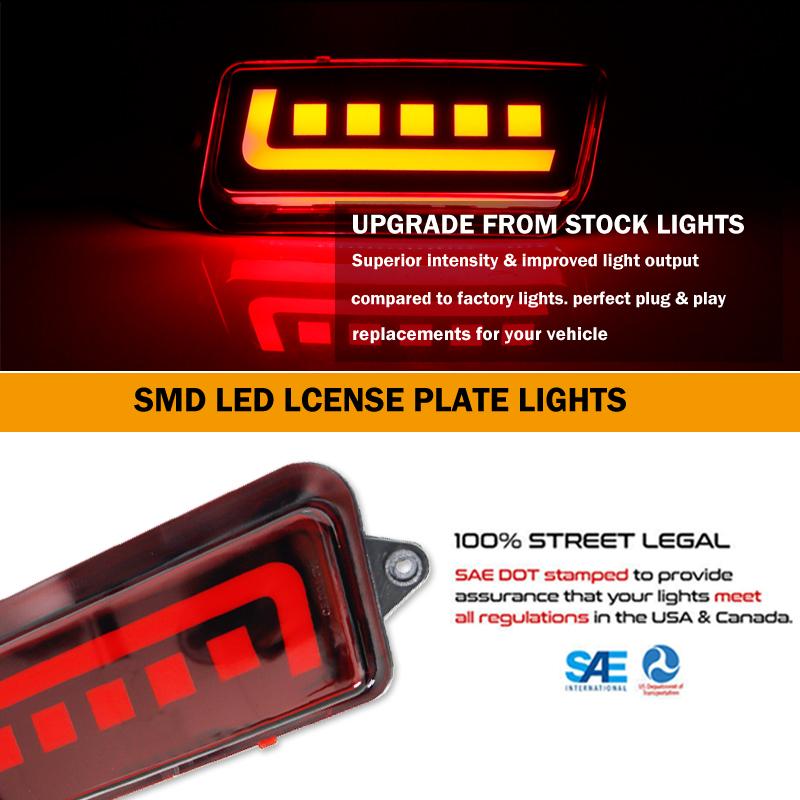 iJDM 3D Optic LED Bumper Reflector Lights for 2005-2010 Jeep Grand Cherokee,Tail/Brake Rear Fog Lamps and Turn Signal Light
