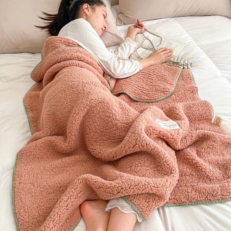 Одеяло из кораллового флиса, зимнее теплое пледовое покрывало для односпальной двуспальной кровати размера «king-size», толстое бархатное покрывало с имитацией кролика