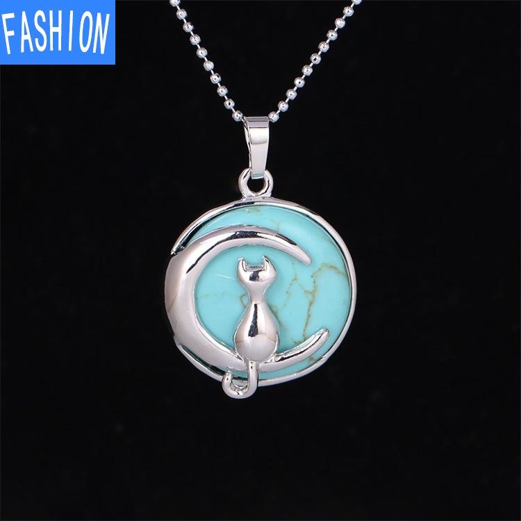 Простое темпераментное ожерелье с подвеской в виде лунного кота