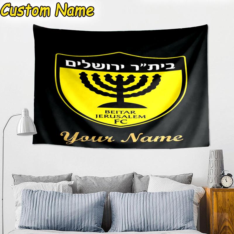 Custom Name Jerusalem Fc Logo Design Tapestry Room Decoration Wall Hanging for Living Room Bedroom, dormitory, Birthday and Christmas gifts