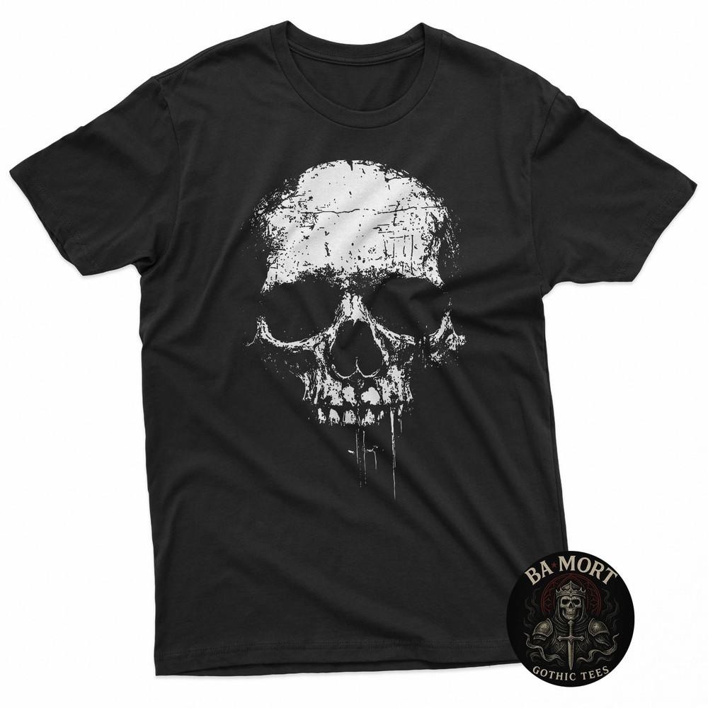 Skull Grunge Black White Art Graphic Women Men TShirt Unisex T-Shirt