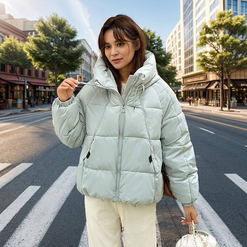 Пуховая хлопковая одежда женская короткая зимняя с капюшоном свободная утолщенная хлебная одежда хлопковая одежда женское пальто