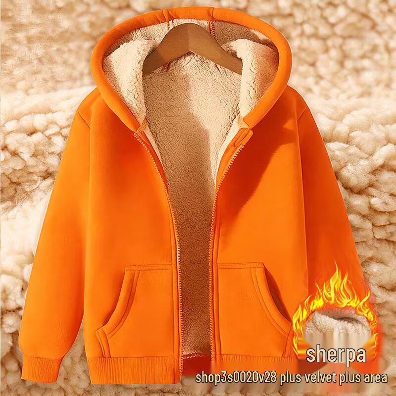 Men's Trendy Fleece-Lined Lambswool Hoodie Jacket with Zipper