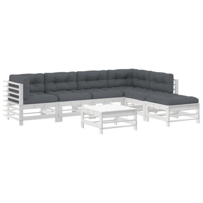 VidaXL Salon de Jardin avec Coussins 7 pcs, Canapés avec Dossier et Accoudoir, Ensemble de Meubles avec Table Basse Patio 3185977