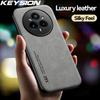 KEYSION Luxury Retro PU Leather Case for Realme 14 Pro 5G Soft Silicone+PC Shockproof Phone Back Cover for OPPO Realme 14 Pro+5G
