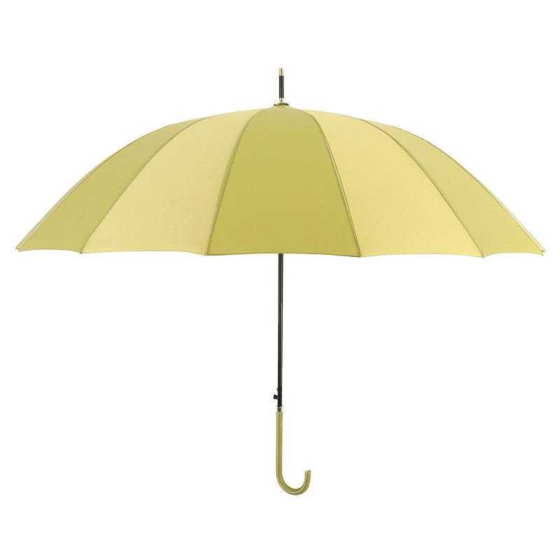 16-Rib Wind-Resistant Straight and Curved Handle Umbrella with Custom Logo