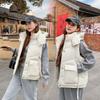 Одинарный хлопковый жилет, большой размер, хлопковый жилет на пуху с капюшоном, женский осенне-зимний свободный хлопковый жилет, короткий хлопковый жилет