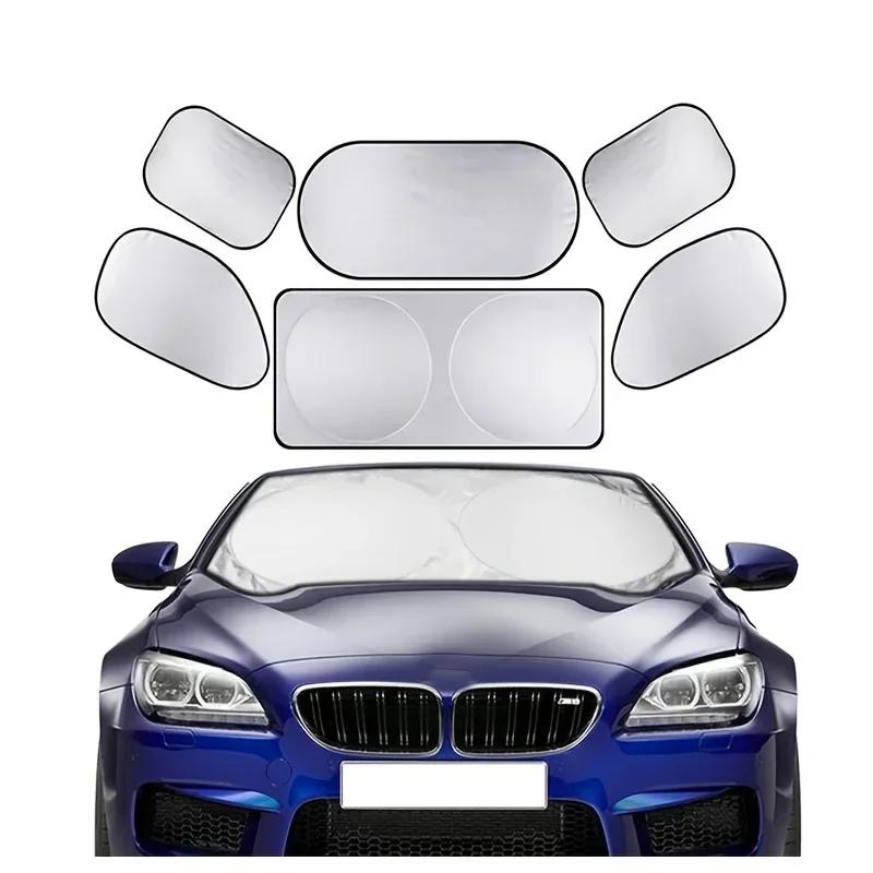 6pcs Universal Car Sunshade Front And Rear Windshields Privacy Windows Sun Protection Thermal Insulation Sunshades Car Accessories