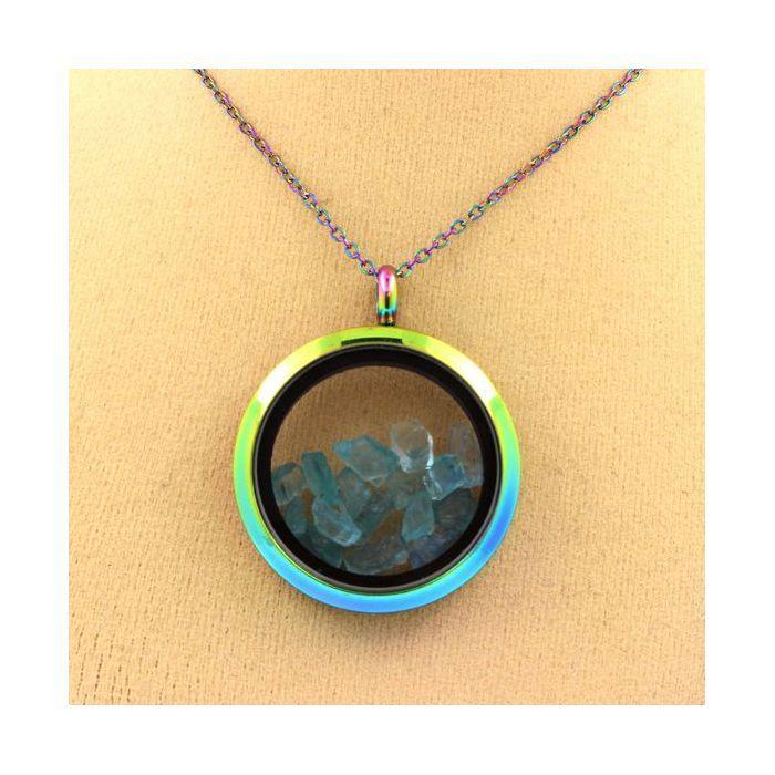 Pierres et Minéraux. Collier Apatite Paraiba brut. Modèle multicolore.