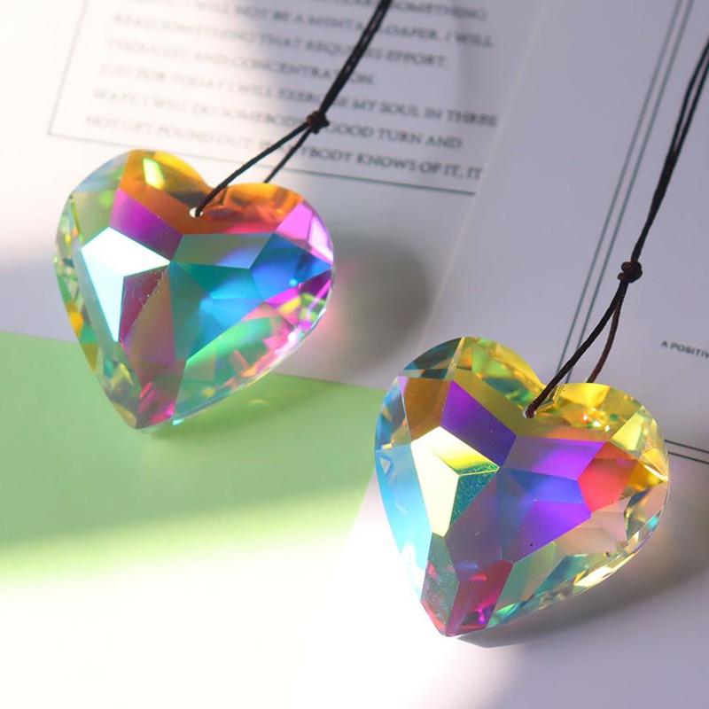 Artificial Crystal Suncatcher Love Heart Wind Chime Garden Wind Bell Ourdoor Yard Hanging Pendants Home Decor Room Decor