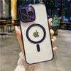 Роскошный цветной бампер, прозрачный магнитный чехол Magsafe для телефона iPhone 11 12 13 14 15 Pro Max, защитный чехол для объектива 14 Plus