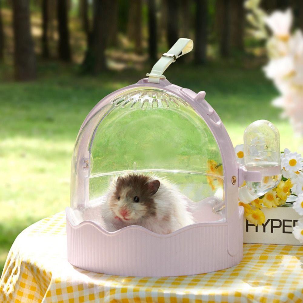 Прозрачная откидная крышка для переноски хомяка Дышащая переноска для хомяка Клетка для путешествий для хомяка на открытом воздухе