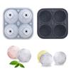 Silicone Ice Ball Tray with Lid 4 Cavities Easy Release BPA Free Summer Refrigerator Cocktail Whiskey Ice Sphere Maker Press Mold Kitchen Supplies