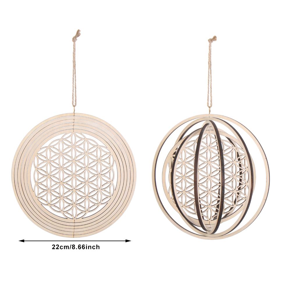 Flower of Life Shape Meditation Energy Flower Of Life Energy Mat Slice Wood Base Wooden Wall Sign