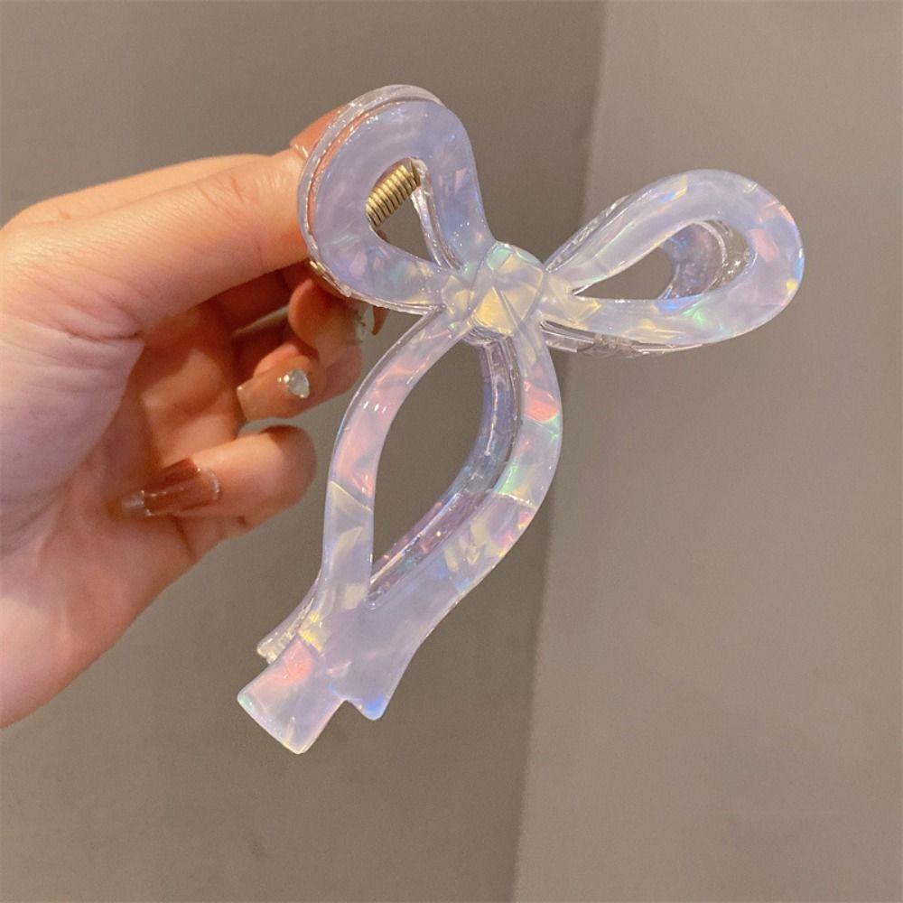 Korean Style Bow Hair Claw Acetic Acid Large Shark Clip Luxury Acetate Grab Clip  Daily