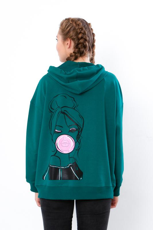Women’s Oversized Hoodie – Kangaroo Pocket, Printed Back & Soft Double-Knit Comfort, Any Season, 3356-057-33-1 HC