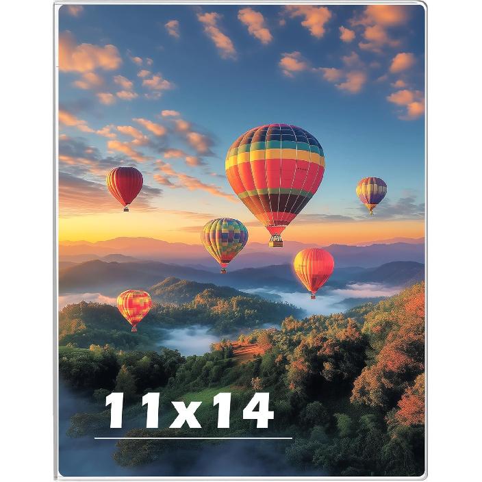 8.5 x 11 Acrylic Picture Frame, Horizontal/Vertical Clear Photo Frame for Wall with Tape, No Drilling Floating Hanging Frameless Picture Frame, Wall