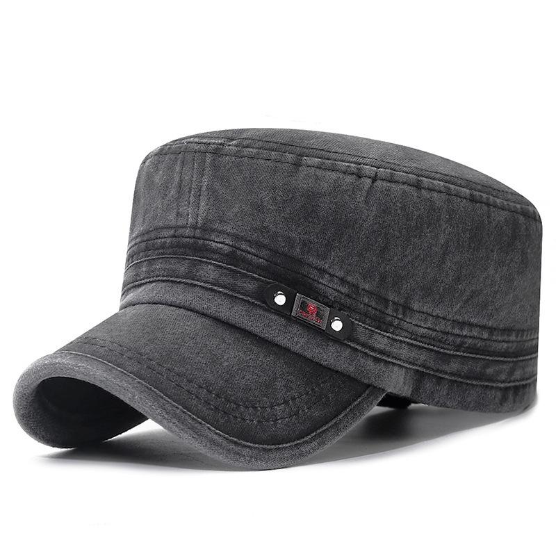 Мужская washed cotton distressed duckbill hat - Дышащая плоская кепка для осени/зимы