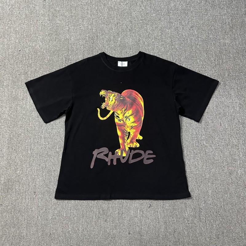 Vintage High Street RHUDE Print Loose Fit Short Sleeve T-Shirt Young Men