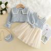Комплект одежды для девочек Осень Зима Мультяшный Виноградный Комплект Одежды Новый Детский Вязаный Милый Наряд Детский Костюм