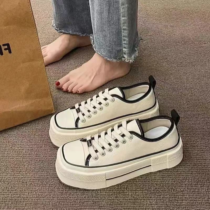 Повседневные туфли на плоской подошве из парусины 2024 года, высококачественная женская обувь на весну и осень, круглая ретро-туфля с квадратным носком, повседневная спортивная обувь, тренд