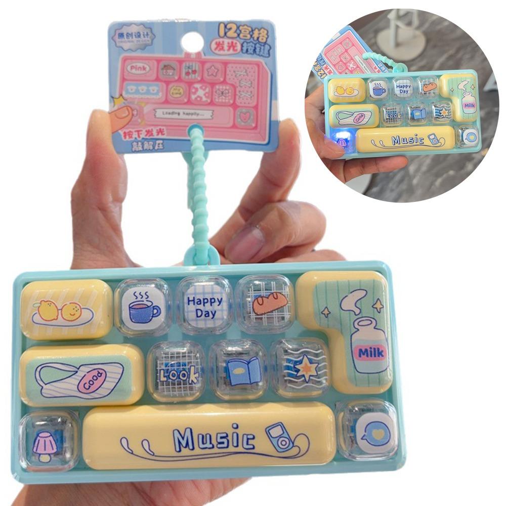 Pressable Keys 12 Keys Keyboard Keychain Clicker Sound Keyboard Clicker Keychain Bag Ornaments