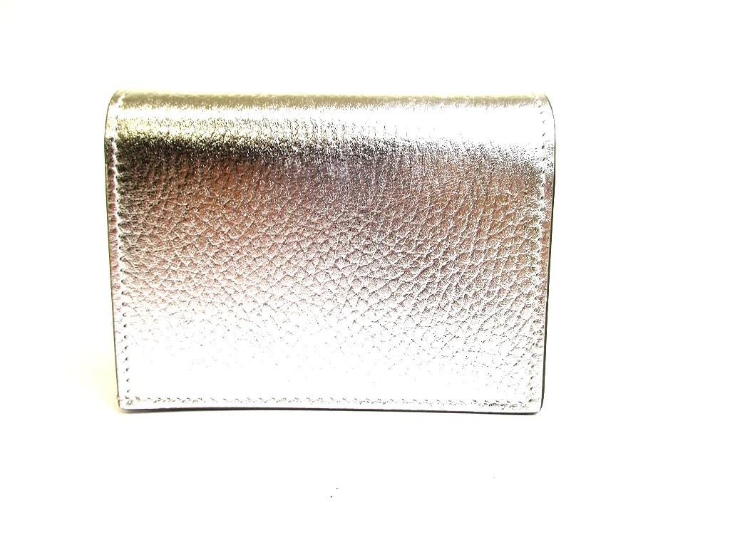Оригинальный кошелек GUCCI GG Marmont из серебристой кожи, складной, компактный, #b125. Открытая коробка